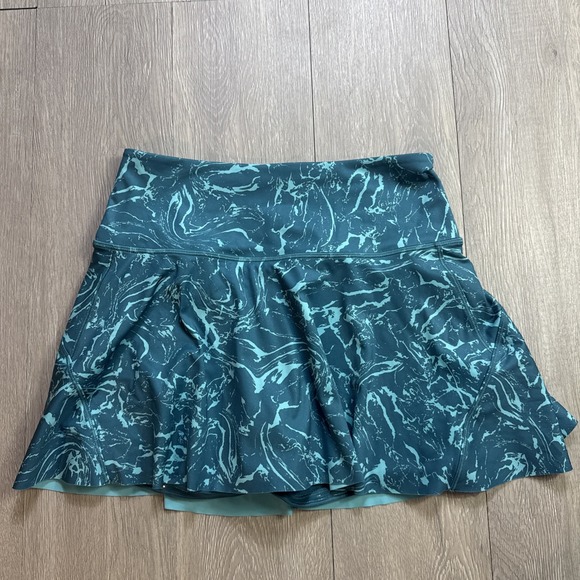Athleta Ace Tennis Skort 15.5" Size XS Green Colorful Flare Pull On Skirt Lined - Picture 1 of 7